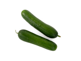 Organic cucumbers on a white background. Cucumbers close-up.