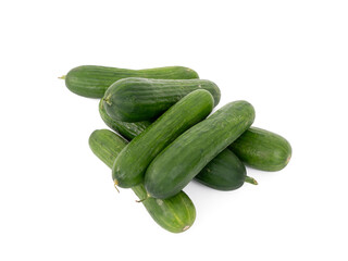 Organic cucumbers on a white background. Cucumbers close-up.