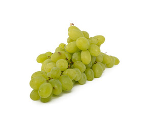 A bunch of green grapes on a white background. Grapes close up.