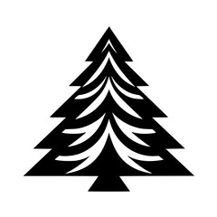 Obraz premium Decorative Christmas Tree Vector Illustration - Festive Xmas Tree Design for Greeting Cards, Holiday Decor, and Winter Celebrations - Traditional Green Pine Tree with Ornaments, Stars, and Lights