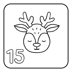 Xmas coloring advent calendar. Hand drawn vector logo Santa's deer