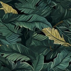 Luxury nature leaves background vector. Floral pattern, Tropical leaf with line arts, jungle plants, Exotic pattern with palm leaves. Vector illustration. generative ai.