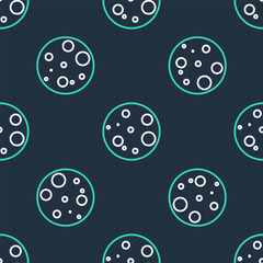 Line Moon icon isolated seamless pattern on black background. Vector