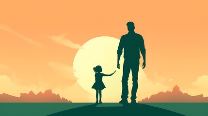 Fatherly Love, Dad and Daughter Vector Art Background for Father's Day, Celebrating Fatherhood in Your Designs, by Generative AI.