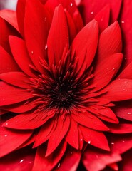 closeup of red dahlia, a close-up of a vibrant red flower, with its delicate petals in full bloom.