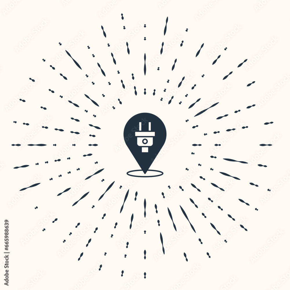 Poster grey electric plug icon isolated on beige background. concept of connection and disconnection of the