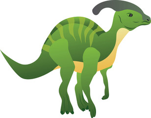 Parasaurolophus dinosaur character. Paleontology extinct animal. Mesozoic era reptile or herbivorous dinosaur with head crest.Vector illustration.