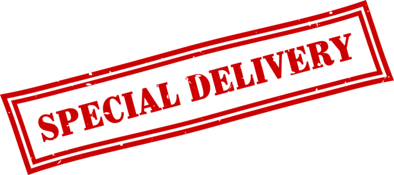 Special delivery square grunge rubber stamp