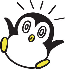 かわいいシンプルペンギン　驚く、びっくりポーズ © SUNDAYS GRAPHICS
