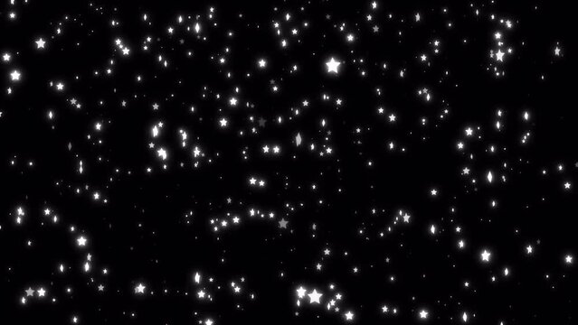 Glowing and shiny falling stars animation background with alpha channel