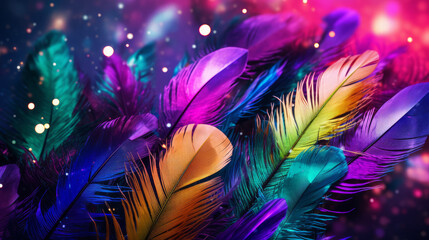 Colorful feathers, fireworks motive, generated with ai