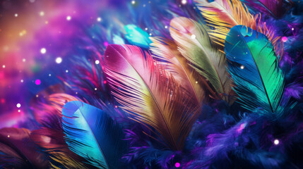 Colorful feathers, fireworks motive, generated with ai - obrazy, fototapety, plakaty