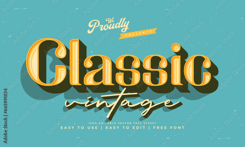 Fototapete vintage retro editable text effect alphabet font typography typeface