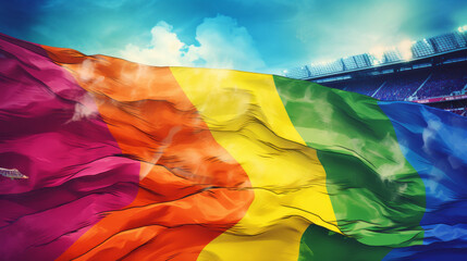 Pride flag waving in the wind 