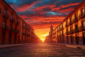 Sunset at Plaza Mayor in Granada, Andalusia, Spain - obrazy, fototapety, plakaty