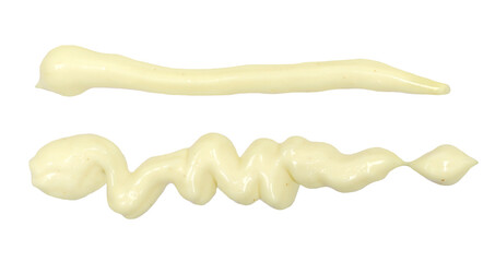 Mayonnaise spread (with chopped mustard seeds) isolated on white, top view, clipping path
