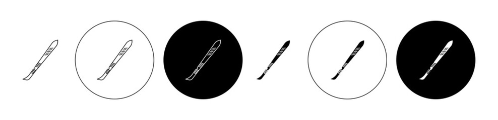 Scalpel icon set in black. surgeon surgical surgery knife vector sign. operation lancet sharp scalpel symbol for Ui designs. - obrazy, fototapety, plakaty
