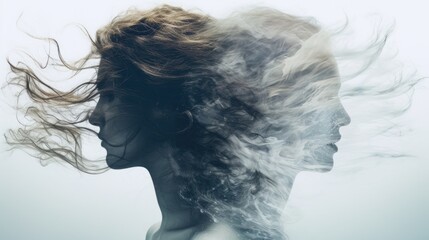 Multiple exposure of two women. Abstract image of relationships.