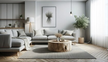 Fototapeta na wymiar Photo of a modern living space infused with Scandinavian and nordic vibes