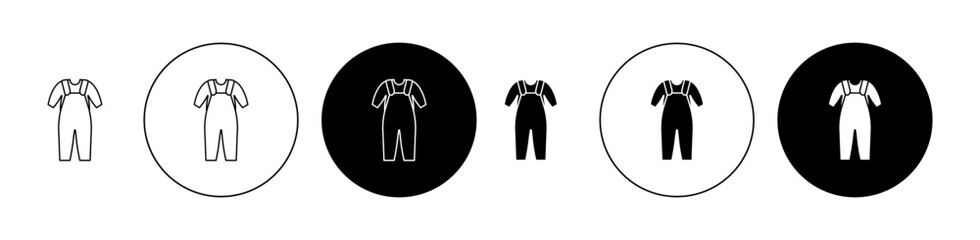 Baby overalls icon set in black. baby outfit with suspenders vector sign for Ui designs.