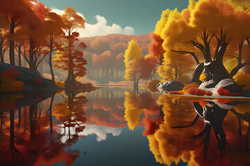 autumn lake scenery