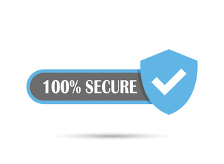 100% secure icon in flat style. Privacy guarantee vector illustration on isolated background. Safety risk sign business concept.