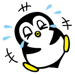かわいいシンプルペンギン　爆笑ポーズ