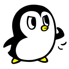 かわいいシンプルペンギン　がんばりますポーズ