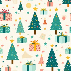 Christmas tree set Charming Kid's Fashion Seamless Pattern  Design