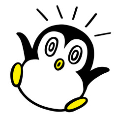 かわいいシンプルペンギン　驚く、びっくりポーズ