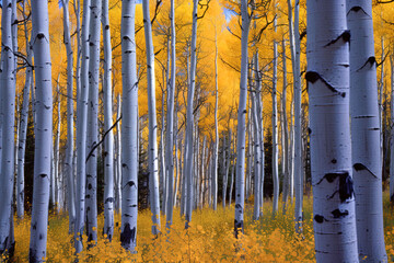 Aspen forest in autumn time in Utah