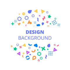 Vector abstract background frame of geometric shapes. Pattern of dots, hearts, triangles, stars, particles, molecules, fragments. Poster for technology, medicine, presentations, business.