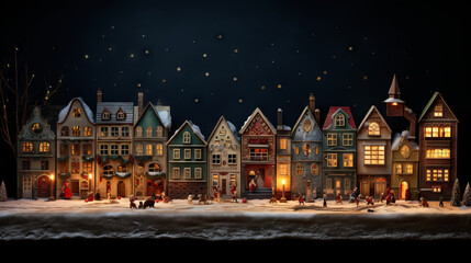 Fototapeta na wymiar Miniature town christmas decoration, generated with ai.