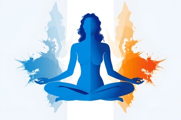 Fototapeta na wymiar Yoga Harmony, Woman in Yoga Pose Vector Illustration, Promotes Wellness and Mindfulness in Your Designs, by Generative AI.