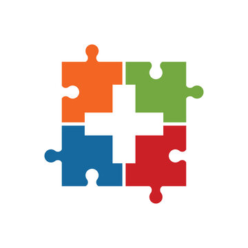 medical puzzle logo icon