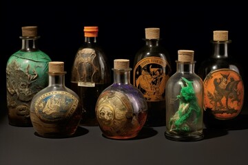 collection of bottles. Generative AI