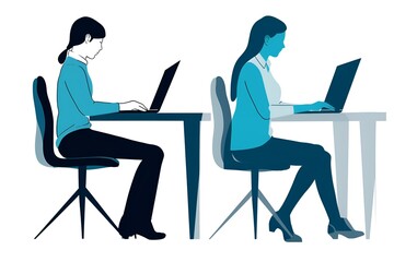 Person Working on Laptop in Home Vector Illustration, Illustrates the Modern Working in laptop Lifestyle, by Generative AI.