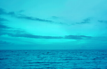 Surreal Pop Art of Amazing Gradient Electric Blue Seascape at Dawn