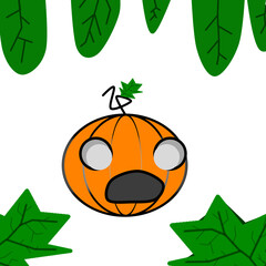 halloween pumpkin with leaves
