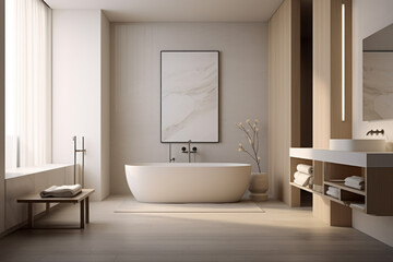 Fototapeta na wymiar Modern and minimalistic Bathroom, Generative AI
