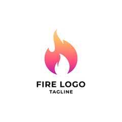 Fire flame Logo design vector template. Bonfire Logotype icon.