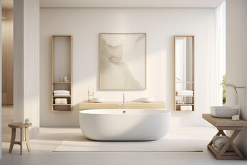 Fototapeta na wymiar Modern and minimalistic Bathroom, Generative AI