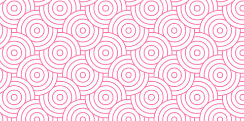 Seamless geometric ocean spiral pattern and abstract circle wave lines. pink seamless tile stripe geomatics overlapping create retro square line backdrop pattern background. Overlapping Pattern.