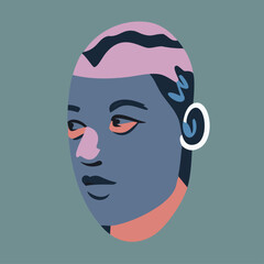 illustration of a person - Subtle dark flat minimalis face concept art