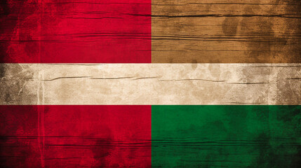 Austria-Hungary flag background with wood texture - obrazy, fototapety, plakaty