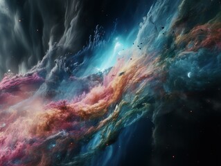 Fototapeta na wymiar Imagination of a colorful Nebula in the space