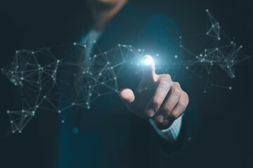 Digital transformation Hand touching the Metaverse Universe, A Conceptual Shift in Digital Transformation for Next-Generation Technology.