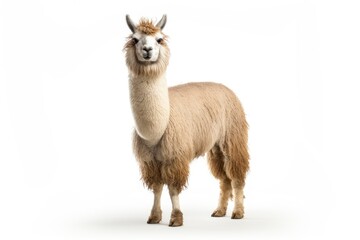 Obraz premium A cute alpaca posing against a blank canvas created with Generative AI technology