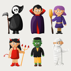 collection of halloween character illustration
