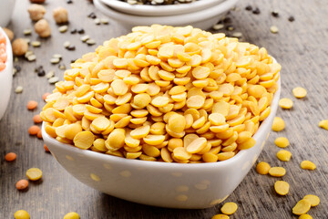 Uncooked chana dal on the table